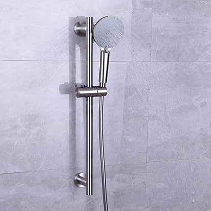 Shower Slide Bar with three Function Massaging Hand Shower Head Adjustable SUS 304 Stainless Steel Brushed D500011BN - color: Brushed Nickel