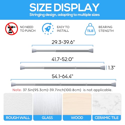 Tension Curtain Rod silver 1PCS Tension Rods for Windows 30 to 64 Inch Spring Curtain Rod Adjustable Tension Rod Tension Curtain Rod of Bathroom Window Curtain Rod Non Slip - color: Silver, size: 30-64 inch 1pcs