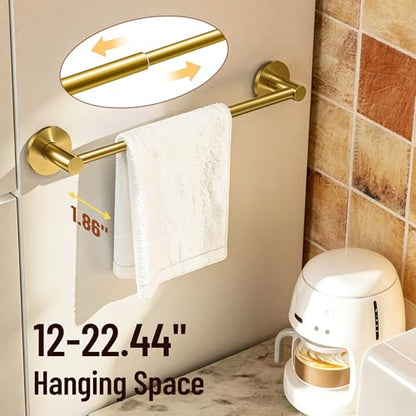 Magnetic Towel Bar, Adjustable Towel Rod, Brushed Gold, 1 Pack | Larger Magnetic Base, Non-Slip, Hidden Magnet, 304 Stainless Steel Magnetic Towel Holder for Refrigerator, Dishwasher, Oven - color: Magnetic–gold