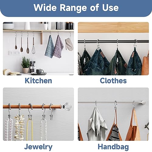 Titanker Shower Curtain Hooks Rings, Rust Resistant Metal Double Glide Shower Hooks Rings for Bathroom Shower Rods Curtains, Set of 24 Hooks - Chrome - color: Chrome--24pack, style: Modern