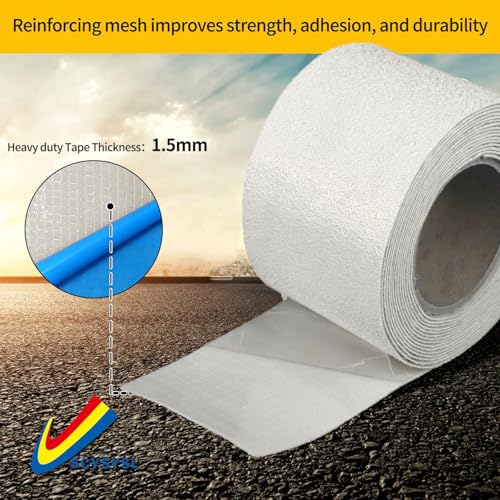Reflective Pavement Marking Tape Slip-Resistant and Durable, Heavy-Duty Rubber Base for Outdoor Applications, Perfect for Driveways, Walkways, and Parking Areas (White, 4 Inch X 18 Feet) - size: 4 Inch x 18 Feet