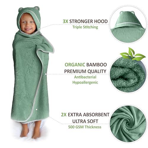 Premium Toddler Towels with Hood - Extra Soft Rayon from Bamboo Toddler Bath Towel (Green) - color: Green