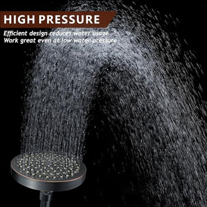 High Pressure Rain Shower Head with 11'' Extension Arm - High Flow Rainfall Showerhead - Luxury Modern Look - Pressure Boosting (Round, Oil Rubbed Bronze) - color: Oil Rubbed Bronze, style: 6" Round