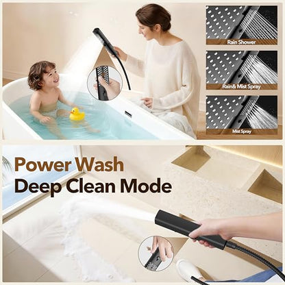 JDO High Pressure Rain Shower Head with Handheld Spray Matte Black | 7 Modes Dual Shower Head, 10-inch Rainfall Showerheads Combo, Detachable Hand Held Shower Wand, Power Jets, 71" Shower Hose - color: Matte Black