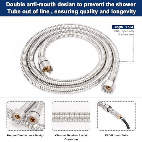 NearMoon Hand Held Shower Head, Luxury High Pressure Shower Kit with Wall Connector and Hose Set, for Bathroom Showering System Contemporary Square Style (Brushed Nickel) - color: Brushed Nickel