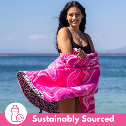 Microfiber Beach Towel - Quick Dry, Sand Free and Oversized 71x35 | Super absorbent, lightweight, swimming, gym, extra large, pool, cruise, camping, yoga, travel, compact, carry bag, vacation - color: Bahamas