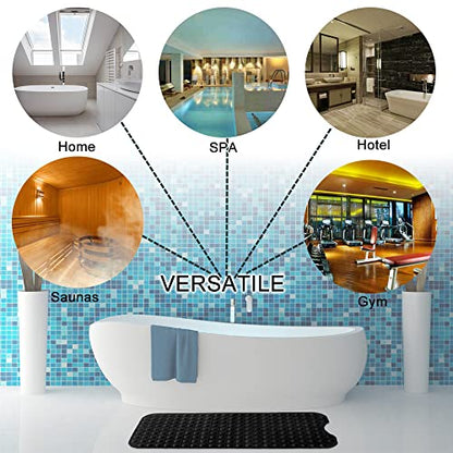 Bathtub and Shower Mats, Extra Long Non-Slip Bath Tub Mat 39 x 16 Inch, Machine Washable Bathmat with Suction Cups & Drain Holes for Bathroom Floor, Black - color: Black
