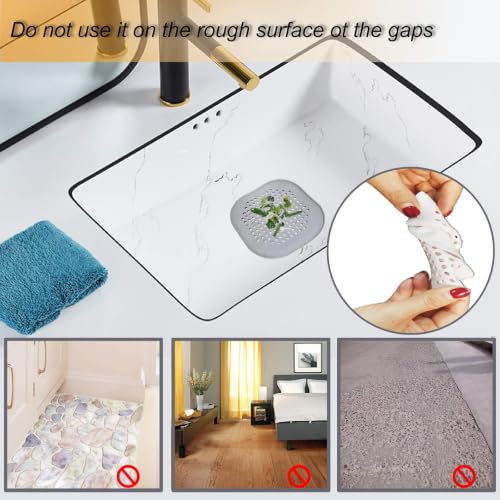 Hair Drain Catcher,Square Drain Cover for Shower Silicone Hair Stopper with Suction Cup,Easy to Install Suit for Bathroom,Bathtub,Kitchen 2 Pack (Grey White) | Drainer Cover Silicone Hair Stopper with Suction Cups,Protector Accessories,Easy to Install Sui