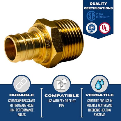 2 Pack XFITTING 3/4 inch Pex x 3/4 inch Male NPT Adapter - size: 3/4" Pex x 3/4" Male
