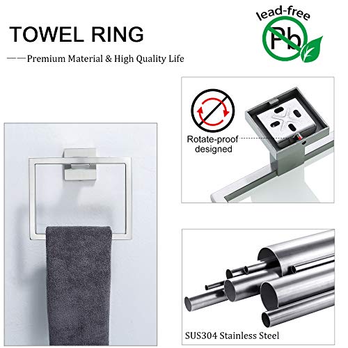 Towel Bar Set 5 Pieces Brushed Nickel Bathroom Hardware Set|Stainless Steel Wall Mounted 23.6-Inch Towel Rack - color: Brushed