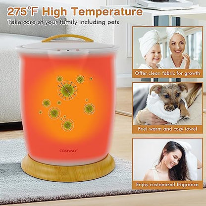 COSTWAY Bucket Style Towel Warmer, Fragrance Holder, Fits up to Two 40” x 70” Oversized Towels, Bathrobes, Blankets, Auto Shut Off, Luxury Towel Warmer for Bathroom, Spa - color: Grey