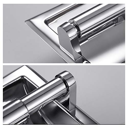 POKIM Polished Chrome Recessed in-Wall Toilet Paper Holder, 304 Stainless Steel Space Saving Bathroom Tissue Roll Dispenser with Rear Mounting Bracket - color: Chrome, size: Recessed