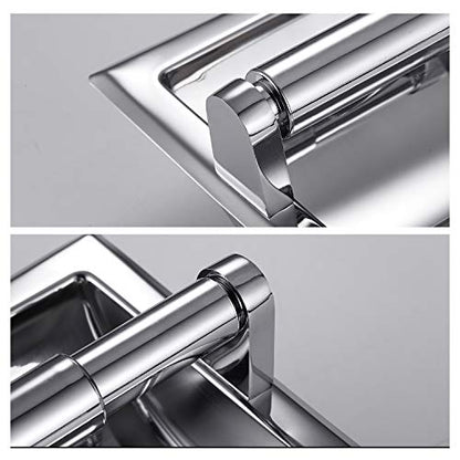 POKIM Polished Chrome Recessed in-Wall Toilet Paper Holder, 304 Stainless Steel Space Saving Bathroom Tissue Roll Dispenser with Rear Mounting Bracket - color: Chrome, size: Recessed