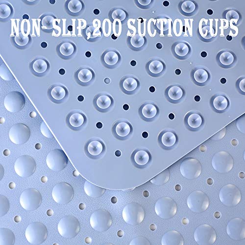 YINENN Bath and Shower Safety Mats 40x16 inch, Non Slip with Suction Cups for Bathroom Stall and Tub Floor, Extra Large and Machine Washable, Drain Holes Keep Bathtub Clean, Light Blue - color: Light Blue
