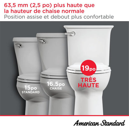 American Standard Cadet PRO Two Piece Elongated Toilet, 1.28 GPF, White - size: 12" rough-in