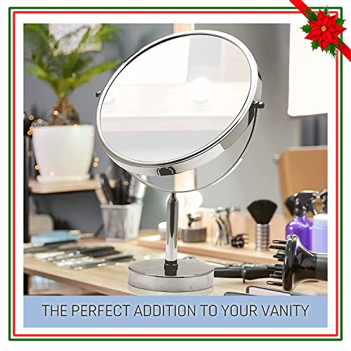 XXLarge Oversized 3X Weak Magnifying Mirror with Stand for Desk, Table, Retail Store Countertop, and Makeup Vanity - Double Sided 3X/1X Magnification - 17" Tall and 11" Wide