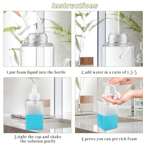 3 Pack Foaming Soap Dispenser Empty Plastic Foam Pump Bottle Refillable Foam Soap Bottle Dispenser for Shampoo Liquid Soap Face Wash (Clear, 450ml/15oz) - color: Clear, size: 450 ml