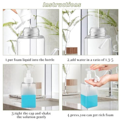 3 Pack Foaming Soap Dispenser Empty Plastic Foam Pump Bottle Refillable Foam Soap Bottle Dispenser for Shampoo Liquid Soap Face Wash (Clear, 450ml/15oz) - color: Clear, size: 450 ml