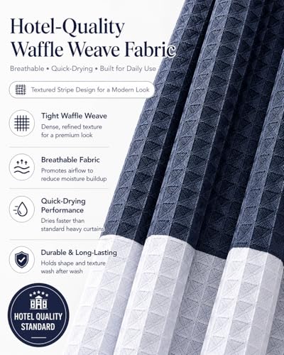 Dainty Home Ombre Waffle Weave Shower Curtain (Navy) - color: Textured Navy Blue