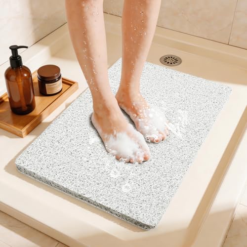 17 * 24in Shower Mat Bathtub Mat Non Slip | Bathmats Non Slip, Quick Drying Foot Scrubber Loofah Mats for Inside Shower, Tub, Bathroom, Home, White - color: White, size: 24" x 17" (Rectangular)