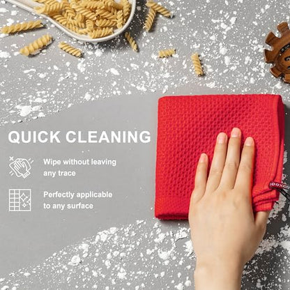 joybest Cotton Kitchen Dish Cloths, 8-Pack Waffle Weave Ultra Soft Absorbent Dish Towels Washcloths Quick Drying Dish Rags, 12x12 Inches, Red - color: Red, size: 12 in x 12 in