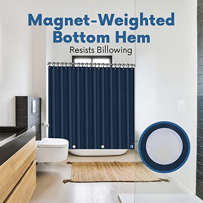 No Smell Shower Curtain Liner 72x72 Navy - PEVA Plastic Shower Curtain for Bathroom, PVC-Free Waterproof Navy Blue Shower Liner with Metal Grommets and Magnet-Weighted Bottom Hem - Washable Liner - color: Navy