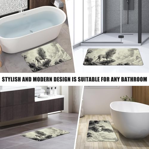 Bathroom Runner Mat Rugs Long,Golden Cool Lion King Beautiful Design Diatomite Stone Bath Mat Large Absorbent Diatomaceous Earth Mat Non Slip Fast Dry Shower Mat Bathroom Rugs Floor Mat 16x42in - color: Design02