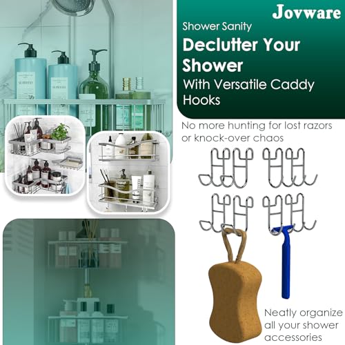 Shower Caddy Hooks, Razor Hanger for Shelf and Loofah (Silver - 4 Closed 4 Open) - color: Silver - 4 Closed 4 Open
