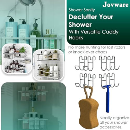 Shower Caddy Hooks, Razor Hanger for Shelf and Loofah (Silver - 4 Closed 4 Open) - color: Silver - 4 Closed 4 Open