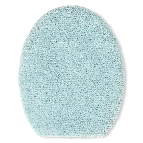 TOWN & COUNTRY EVERYDAY Ultra Plush Solid Tufted Toilet Lid Cover, Soft and Absorbent, Non-Slip Cover, Machine Washable, Aqua Blue, 18"x19" - color: Aqua Blue