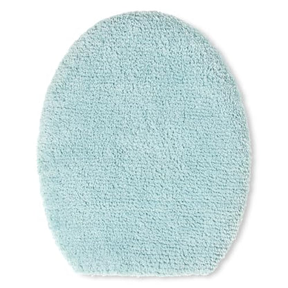 TOWN & COUNTRY EVERYDAY Ultra Plush Solid Tufted Toilet Lid Cover, Soft and Absorbent, Non-Slip Cover, Machine Washable, Aqua Blue, 18"x19" - color: Aqua Blue