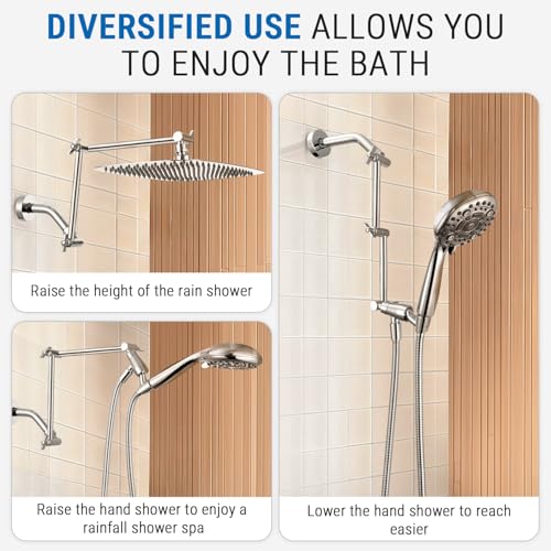 G-Promise 12 Inch Shower Extender with 6 Inch Shower Arm and Flange(Chrome) | Solid Brass Construction, Height and Angle Adjustable, Standard Connection Thread, All Installation Tools Included - color: Chrome, style: 12 Inch