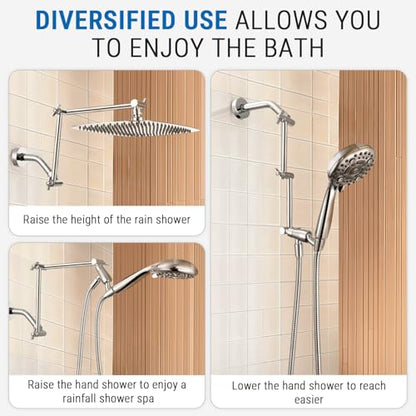 G-Promise 12 Inch Shower Extender with 6 Inch Shower Arm and Flange(Chrome) | Solid Brass Construction, Height and Angle Adjustable, Standard Connection Thread, All Installation Tools Included - color: Chrome, style: 12 Inch