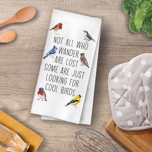 Bird Gifts Kitchen Towels - Funny Birds Farmhouse Decorative Waffle Dish Towels, Bird Watching Gifts Hand Towel, Birds Tea Towel, 16x24 Inch - color: Birdwatching-07