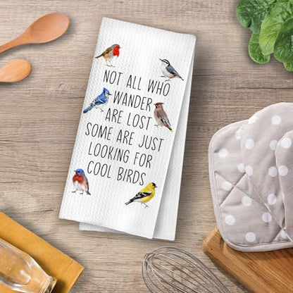Bird Gifts Kitchen Towels - Funny Birds Farmhouse Decorative Waffle Dish Towels, Bird Watching Gifts Hand Towel, Birds Tea Towel, 16x24 Inch - color: Birdwatching-07