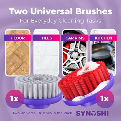 Synoshi PRO Round Brush Set (2 Units) for Electric Spin Scrubber | Brush For Bathroom, Shower, Floor And Tiles. Electric Spin Scrubber Heads For Cleaning