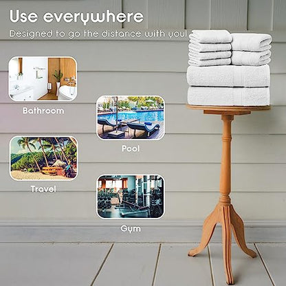 Ariv Towels Pack of 8, Premium Cotton Towel Set (2 Bath Towels + 2 Hand Towels + 4 Washcloths), Large, Super Soft, Quick Dry, Highly Absorbent for Home, Bathroom, Gym, Hotel & Spa - White - color: White, style: 8 piece Towel Set