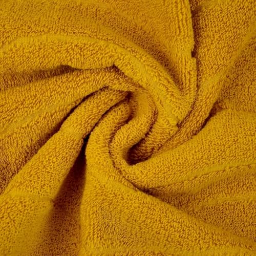 Jacquotha Wavy Striped Cotton Hand Towels, Set of 2 | Dry Your Hand Instantly, 13x29 Inches, Mustard Fall Kitchen Bathroom Towel - color: Mustard