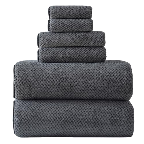 40x80 Inches Bath Sheets Towels for Adults Oversized Bath Towels Extra Large Luxury Super Soft Absorbent Quick Dry Microfiber (Charoal Grey,6PCS) - color: 03_charoal Grey, size: Bath Sheets Set-6PCS