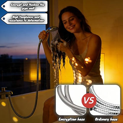 98" Extra Long Shower Hose, 304 Stainless Steel, Leak-Proof & Tangle-Free, Easy Install, Fits Most Showers, Chrome (98.0, Inches)