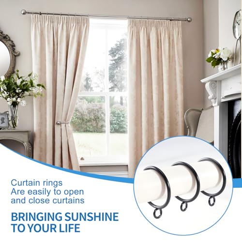 44 Pack Curtain Rings with Eyelets, Metal Drapery Ring for Pinch Pleat Curtains, Drape Ring 1.5 Inch I D, Fits Up to 1.2 in Rod (Black) - color: Black