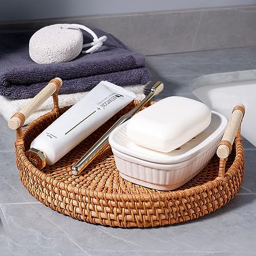 ANTIS'S HOME Ceramic Double Layer Self Draining White Soap Dish Bathroom Kitchen - color: White
