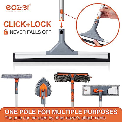 Eazer Floor Squeegee for Floor: Heavy Duty Scrubber with Extendable 60'' Aluminum Pole and Rubber Blade for Kitchen, Swimming Pool, Concrete Floors,Shower,Tiles,Garages,Windows,Glass,Pet Hair Removal