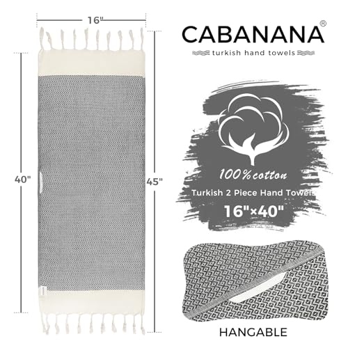 cabanana Hand Towels for Bathroom - 2-Pack,16x40 Inch-100% Cotton,Turkish Bathroom Hand Towels,Super Absorbent & Quick-Dry Soft for Bath, Kitchen, Spa, Face, Hair, Dishcloth (Quarry) - color: Z Diamond Quarry 16x43