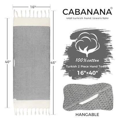 cabanana Hand Towels for Bathroom - 2-Pack,16x40 Inch-100% Cotton,Turkish Bathroom Hand Towels,Super Absorbent & Quick-Dry Soft for Bath, Kitchen, Spa, Face, Hair, Dishcloth (Quarry) - color: Z Diamond Quarry 16x43