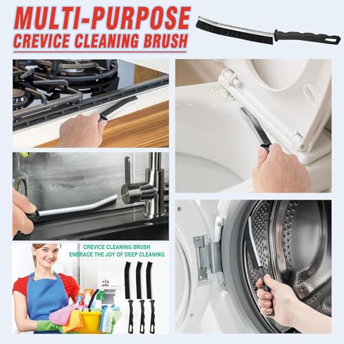 Commercial-Grade Crevice Cleaning Brush Set, Ultra-Stiff Heavy-Duty Gap Scrubber Tools for Window Tracks & Bathroom Grout, Professional Detailing Arsenal & Home Essentials Gift (black-6pcs) - color: Black-6pcs
