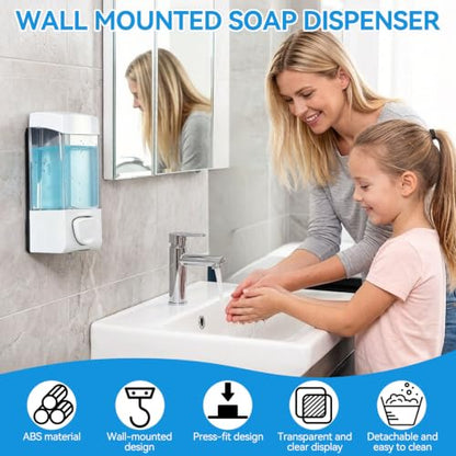 Soap Dispensers, Hand Soap Dispenser Wall Mount Refillable Soap Dispenser Box 17oz 350ml Liquid Soap Dispenser Pump for Bathroom Home Kitchen