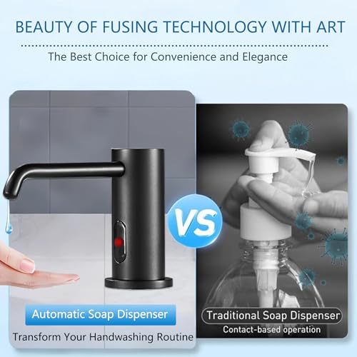 Touchless Automatic Soap Dispenser Built in Sink Electric Soap Dispenser | Sensor Soap Dispenser Complete With Bottle And Pump Suitable For Household Kitchen Indoor Bathroom Public Wash Sink Use - size: Drip-black