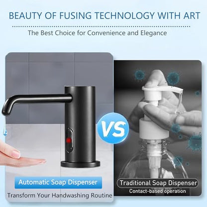 Touchless Automatic Soap Dispenser Built in Sink Electric Soap Dispenser | Sensor Soap Dispenser Complete With Bottle And Pump Suitable For Household Kitchen Indoor Bathroom Public Wash Sink Use - size: Drip-black