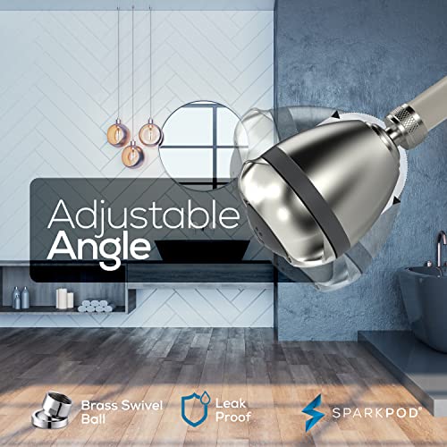 SparkPod High Pressure Shower Head, 3 Inch Fixed Showerhead, Brushed Nickel | Rain, Pulsating & Combo Modes, Helps Boosts Low Water Pressure, Anti-Clog Nozzles, Easy Install - color: Chrome